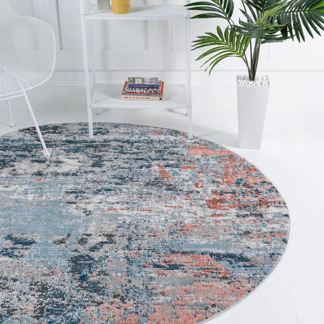 Multicolor 6' 1 x 6' 1 Leipzig Round Area Rug 75% Polypropylene & 25% Polyester Modern Contemporary Carpet for Kitchens, Bedroom, Living Room Home Decor for Sale at Rug Engine