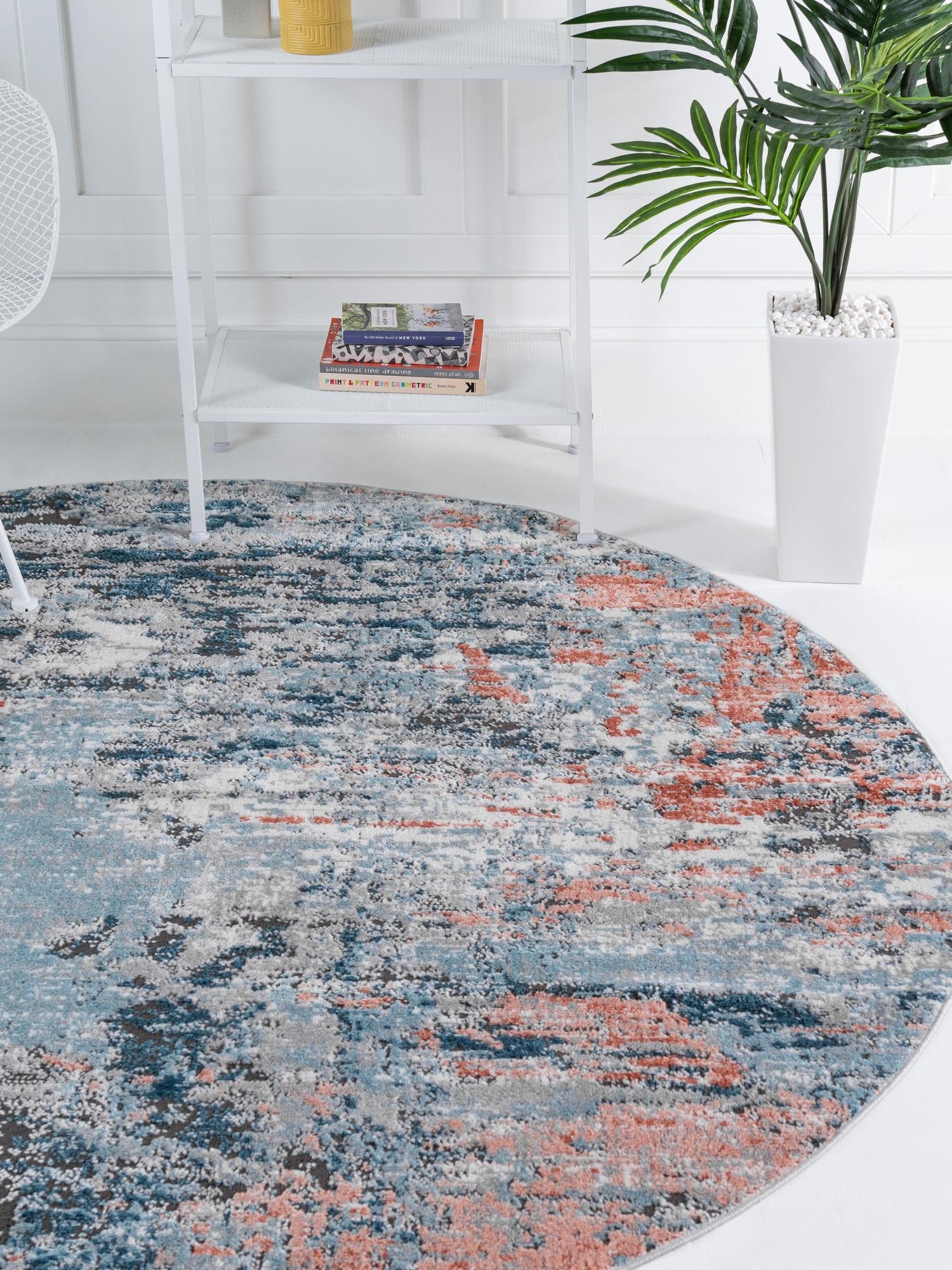 Multicolor 3' 3 x 3' 3 Leipzig Round Area Rug 75% Polypropylene & 25% Polyester Modern Contemporary Carpet for Kitchens, Bedroom, Living Room Home Decor for Sale at Rug Engine