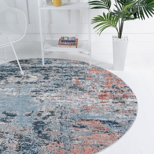Multicolor 7' 1 x 7' 1 Leipzig Round Area Rug 75% Polypropylene & 25% Polyester Modern Contemporary Carpet for Kitchens, Bedroom, Living Room Home Decor for Sale at Rug Engine