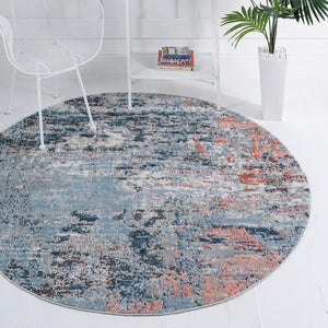 Multicolor 6' 1 x 6' 1 Leipzig Round Area Rug 75% Polypropylene & 25% Polyester Modern Contemporary Carpet for Kitchens, Bedroom, Living Room Home Decor for Sale at Rug Engine