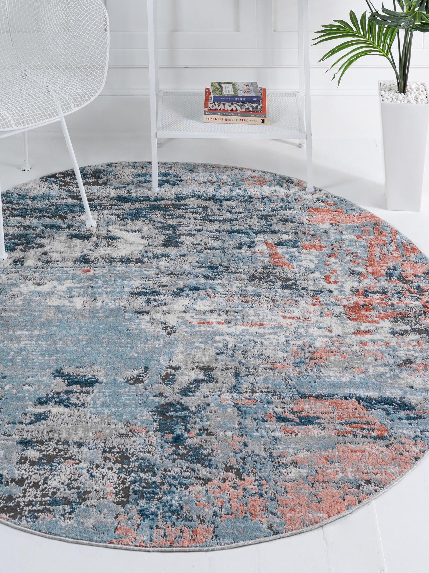 Multicolor 3' 3 x 3' 3 Leipzig Round Area Rug 75% Polypropylene & 25% Polyester Modern Contemporary Carpet for Kitchens, Bedroom, Living Room Home Decor for Sale at Rug Engine