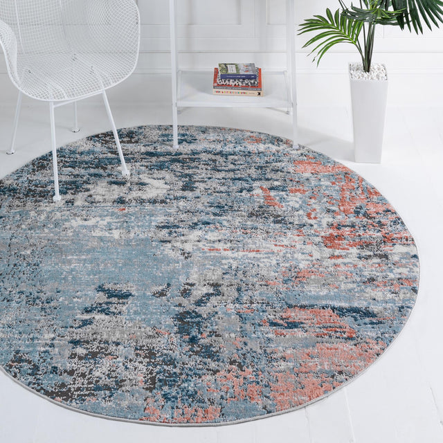 Multicolor 3' 3 x 3' 3 Leipzig Round Area Rug 75% Polypropylene & 25% Polyester Modern Contemporary Carpet for Kitchens, Bedroom, Living Room Home Decor for Sale at Rug Engine
