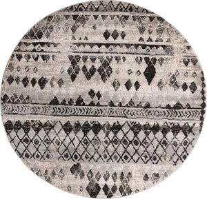 Gray 7' 1 x 7' 1 Leipzig Round Area Rug 75% Polypropylene & 25% Polyester Modern Contemporary Carpet for Kitchens, Bedroom, Living Room Home Decor for Sale at Rug Engine