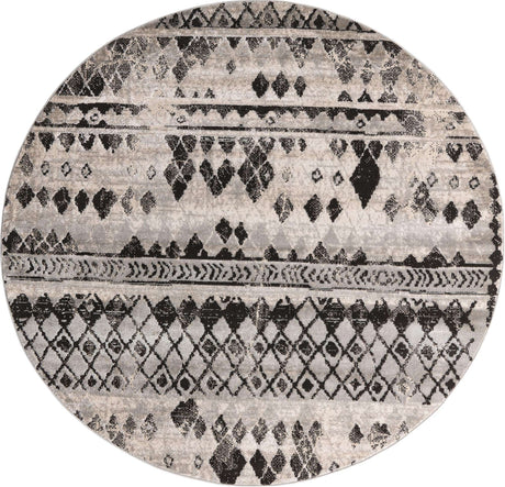 Gray 7' 1 x 7' 1 Leipzig Round Area Rug 75% Polypropylene & 25% Polyester Modern Contemporary Carpet for Kitchens, Bedroom, Living Room Home Decor for Sale at Rug Engine