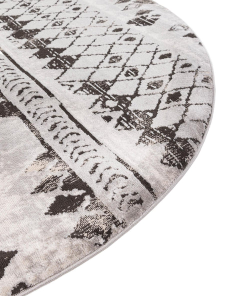 Gray 3' 3 x 3' 3 Leipzig Round Area Rug 75% Polypropylene & 25% Polyester Modern Contemporary Carpet for Kitchens, Bedroom, Living Room Home Decor for Sale at Rug Engine