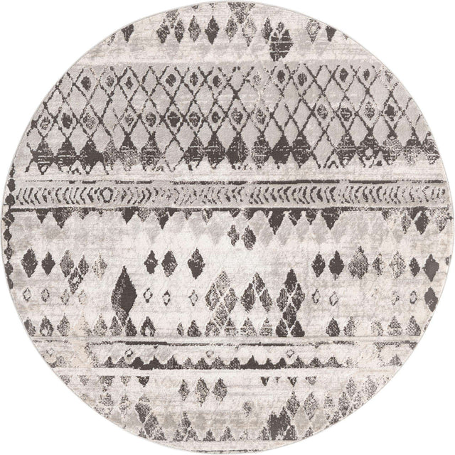 Gray 6' 1 x 6' 1 Leipzig Round Area Rug 75% Polypropylene & 25% Polyester Modern Contemporary Carpet for Kitchens, Bedroom, Living Room Home Decor for Sale at Rug Engine