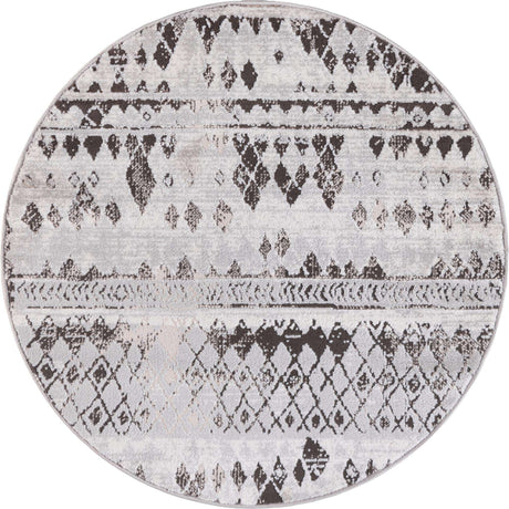 Gray 3' 3 x 3' 3 Leipzig Round Area Rug 75% Polypropylene & 25% Polyester Modern Contemporary Carpet for Kitchens, Bedroom, Living Room Home Decor for Sale at Rug Engine