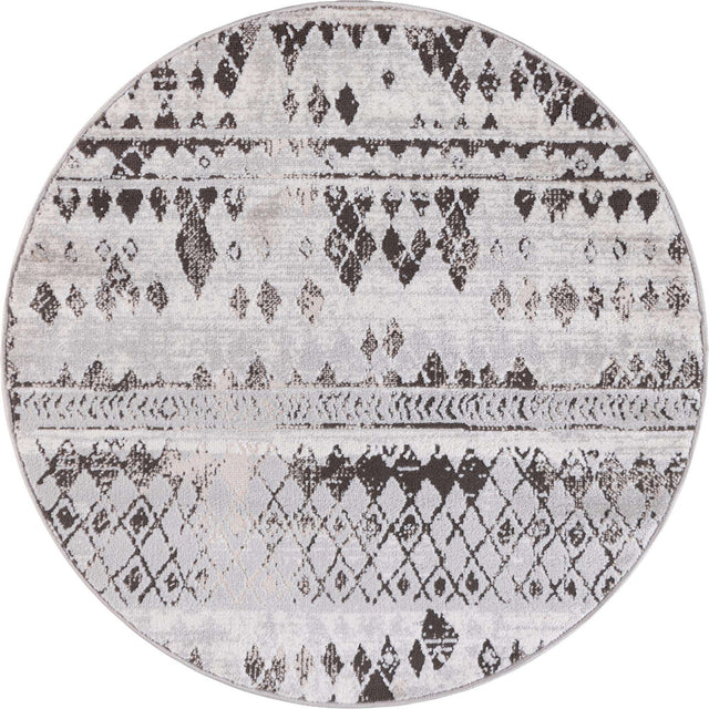 Gray 3' 3 x 3' 3 Leipzig Round Area Rug 75% Polypropylene & 25% Polyester Modern Contemporary Carpet for Kitchens, Bedroom, Living Room Home Decor for Sale at Rug Engine