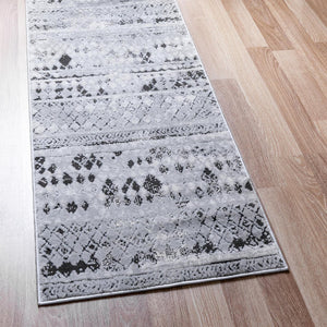 Gray 2' 7 x 10' Leipzig Runner Area Rug 75% Polypropylene & 25% Polyester Modern Contemporary Carpet for Kitchens, Bedroom, Living Room Home Decor for Sale at Rug Engine