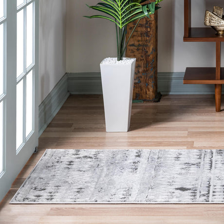 Gray 2' 7 x 10' Leipzig Runner Area Rug 75% Polypropylene & 25% Polyester Modern Contemporary Carpet for Kitchens, Bedroom, Living Room Home Decor for Sale at Rug Engine