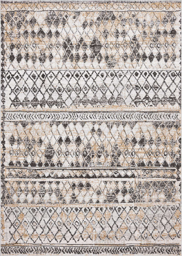 Beige 7' 1 x 10' Leipzig Rectangle Area Rug 75% Polypropylene & 25% Polyester Modern Contemporary Carpet for Kitchens, Bedroom, Living Room Home Decor for Sale at Rug Engine