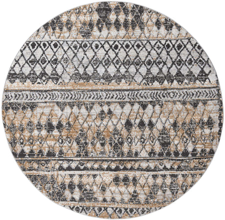 Beige 7' 1 x 7' 1 Leipzig Round Area Rug 75% Polypropylene & 25% Polyester Modern Contemporary Carpet for Kitchens, Bedroom, Living Room Home Decor for Sale at Rug Engine