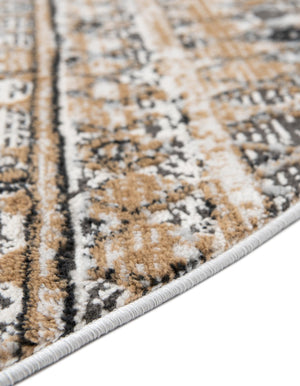 Beige 3' 3 x 3' 3 Leipzig Round Area Rug 75% Polypropylene & 25% Polyester Modern Contemporary Carpet for Kitchens, Bedroom, Living Room Home Decor for Sale at Rug Engine