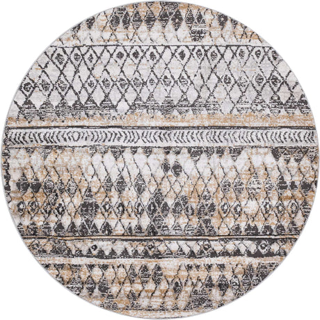 Beige 6' 1 x 6' 1 Leipzig Round Area Rug 75% Polypropylene & 25% Polyester Modern Contemporary Carpet for Kitchens, Bedroom, Living Room Home Decor for Sale at Rug Engine