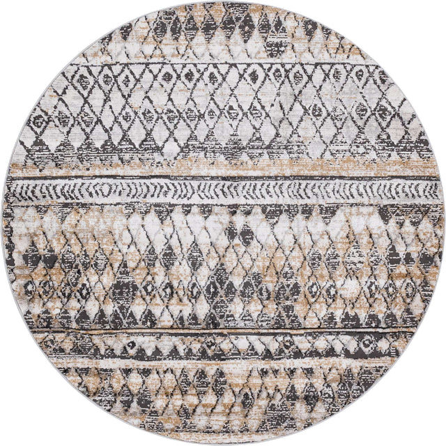 Beige 6' 1 x 6' 1 Leipzig Round Area Rug 75% Polypropylene & 25% Polyester Modern Contemporary Carpet for Kitchens, Bedroom, Living Room Home Decor for Sale at Rug Engine