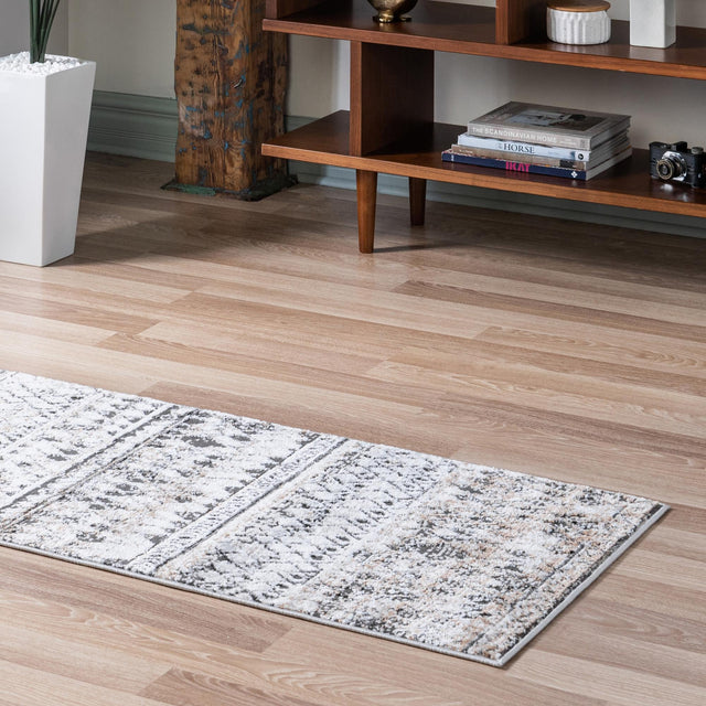 Beige 2' x 8' Leipzig Runner Area Rug 75% Polypropylene & 25% Polyester Modern Contemporary Carpet for Kitchens, Bedroom, Living Room Home Decor for Sale at Rug Engine