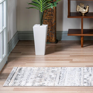 Beige 2' x 8' Leipzig Runner Area Rug 75% Polypropylene & 25% Polyester Modern Contemporary Carpet for Kitchens, Bedroom, Living Room Home Decor for Sale at Rug Engine