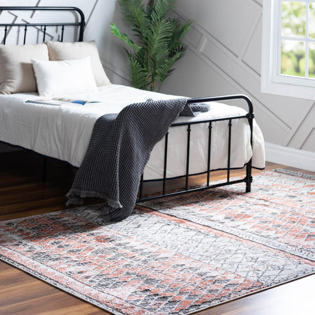 Salmon 7' 1 x 10' Leipzig Rectangle Area Rug 75% Polypropylene & 25% Polyester Modern Contemporary Carpet for Kitchens, Bedroom, Living Room Home Decor for Sale at Rug Engine