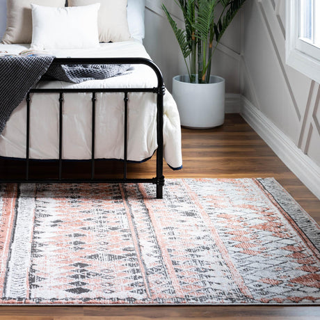 Salmon 7' 1 x 10' Leipzig Rectangle Area Rug 75% Polypropylene & 25% Polyester Modern Contemporary Carpet for Kitchens, Bedroom, Living Room Home Decor for Sale at Rug Engine
