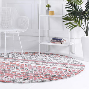 Salmon 3' 3 x 3' 3 Leipzig Round Area Rug 75% Polypropylene & 25% Polyester Modern Contemporary Carpet for Kitchens, Bedroom, Living Room Home Decor for Sale at Rug Engine