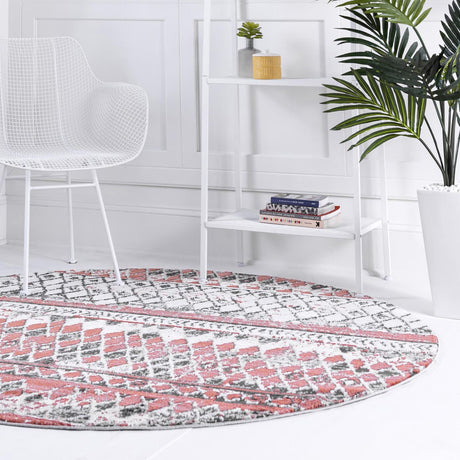 Salmon 3' 3 x 3' 3 Leipzig Round Area Rug 75% Polypropylene & 25% Polyester Modern Contemporary Carpet for Kitchens, Bedroom, Living Room Home Decor for Sale at Rug Engine