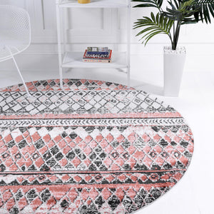 Salmon 3' 3 x 3' 3 Leipzig Round Area Rug 75% Polypropylene & 25% Polyester Modern Contemporary Carpet for Kitchens, Bedroom, Living Room Home Decor for Sale at Rug Engine