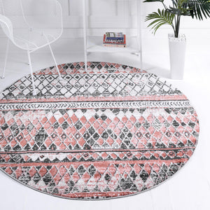 Salmon 3' 3 x 3' 3 Leipzig Round Area Rug 75% Polypropylene & 25% Polyester Modern Contemporary Carpet for Kitchens, Bedroom, Living Room Home Decor for Sale at Rug Engine