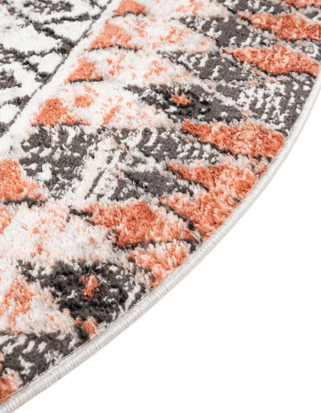 Salmon 7' 1 x 7' 1 Leipzig Round Area Rug 75% Polypropylene & 25% Polyester Modern Contemporary Carpet for Kitchens, Bedroom, Living Room Home Decor for Sale at Rug Engine