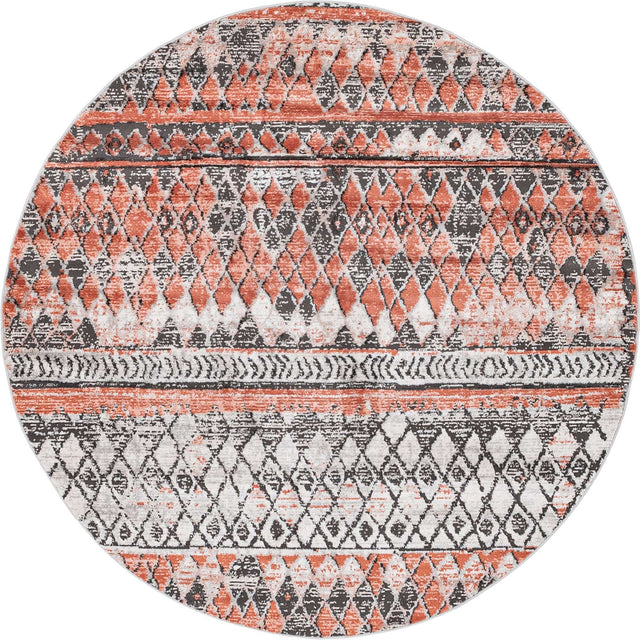 Salmon 6' 1 x 6' 1 Leipzig Round Area Rug 75% Polypropylene & 25% Polyester Modern Contemporary Carpet for Kitchens, Bedroom, Living Room Home Decor for Sale at Rug Engine