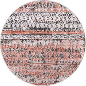 Salmon 3' 3 x 3' 3 Leipzig Round Area Rug 75% Polypropylene & 25% Polyester Modern Contemporary Carpet for Kitchens, Bedroom, Living Room Home Decor for Sale at Rug Engine