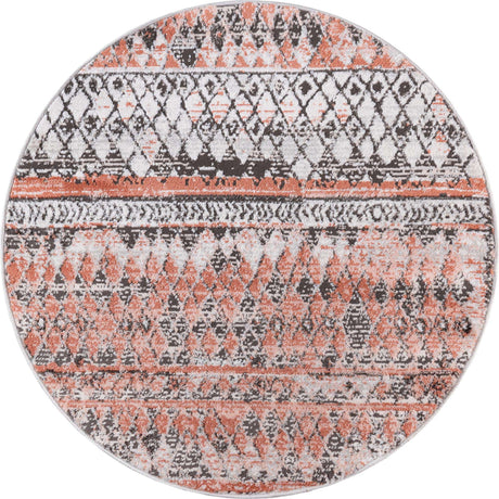 Salmon 3' 3 x 3' 3 Leipzig Round Area Rug 75% Polypropylene & 25% Polyester Modern Contemporary Carpet for Kitchens, Bedroom, Living Room Home Decor for Sale at Rug Engine