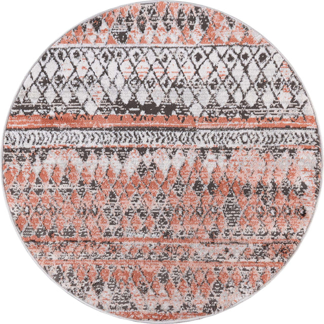 Salmon 3' 3 x 3' 3 Leipzig Round Area Rug 75% Polypropylene & 25% Polyester Modern Contemporary Carpet for Kitchens, Bedroom, Living Room Home Decor for Sale at Rug Engine
