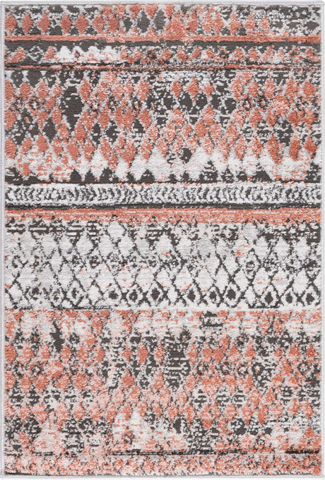 Salmon 2' 2 x 3' 1 Leipzig Rectangle Area Rug 75% Polypropylene & 25% Polyester Modern Contemporary Carpet for Kitchens, Bedroom, Living Room Home Decor for Sale at Rug Engine