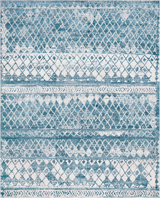 Blue 8' x 10' Leipzig Rectangle Area Rug 75% Polypropylene & 25% Polyester Modern Contemporary Carpet for Kitchens, Bedroom, Living Room Home Decor for Sale at Rug Engine