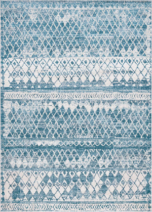 Blue 7' 1 x 10' Leipzig Rectangle Area Rug 75% Polypropylene & 25% Polyester Modern Contemporary Carpet for Kitchens, Bedroom, Living Room Home Decor for Sale at Rug Engine