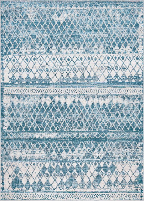 Blue 7' 1 x 10' Leipzig Rectangle Area Rug 75% Polypropylene & 25% Polyester Modern Contemporary Carpet for Kitchens, Bedroom, Living Room Home Decor for Sale at Rug Engine