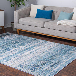 Blue 9' x 12' 2 Leipzig Rectangle Area Rug 75% Polypropylene & 25% Polyester Modern Contemporary Carpet for Kitchens, Bedroom, Living Room Home Decor for Sale at Rug Engine
