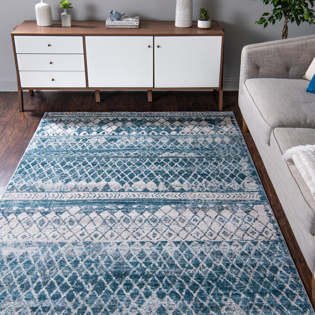 Blue 9' x 12' 2 Leipzig Rectangle Area Rug 75% Polypropylene & 25% Polyester Modern Contemporary Carpet for Kitchens, Bedroom, Living Room Home Decor for Sale at Rug Engine