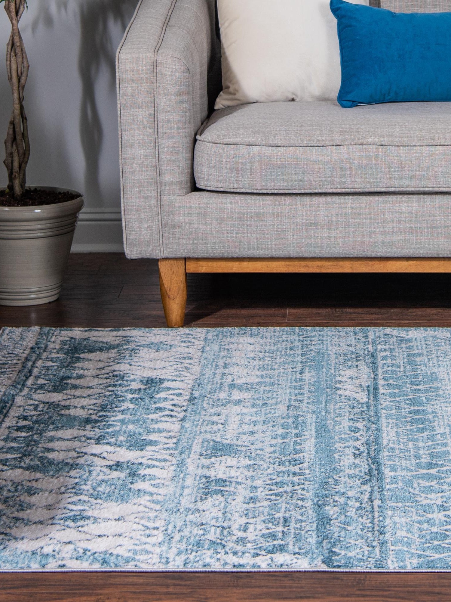Blue 8' x 10' Leipzig Rectangle Area Rug 75% Polypropylene & 25% Polyester Modern Contemporary Carpet for Kitchens, Bedroom, Living Room Home Decor for Sale at Rug Engine