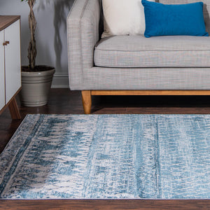 Blue 2' 2 x 3' 1 Leipzig Rectangle Area Rug 75% Polypropylene & 25% Polyester Modern Contemporary Carpet for Kitchens, Bedroom, Living Room Home Decor for Sale at Rug Engine