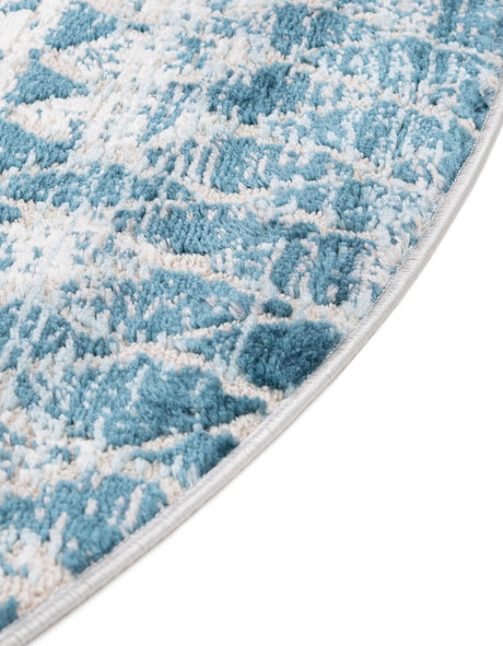 Blue 6' 1 x 6' 1 Leipzig Round Area Rug 75% Polypropylene & 25% Polyester Modern Contemporary Carpet for Kitchens, Bedroom, Living Room Home Decor for Sale at Rug Engine