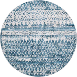 Blue 6' 1 x 6' 1 Leipzig Round Area Rug 75% Polypropylene & 25% Polyester Modern Contemporary Carpet for Kitchens, Bedroom, Living Room Home Decor for Sale at Rug Engine