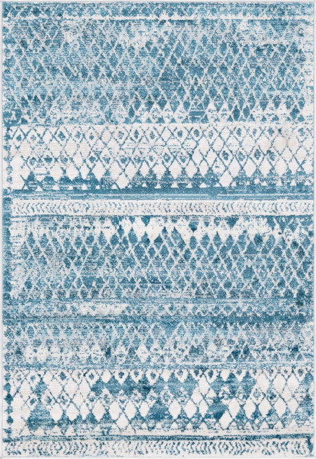 Blue 4' 1 x 6' 1 Leipzig Rectangle Area Rug 75% Polypropylene & 25% Polyester Modern Contemporary Carpet for Kitchens, Bedroom, Living Room Home Decor for Sale at Rug Engine