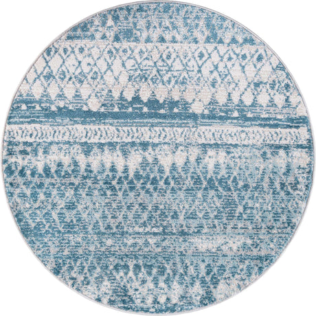 Blue 3' 3 x 3' 3 Leipzig Round Area Rug 75% Polypropylene & 25% Polyester Modern Contemporary Carpet for Kitchens, Bedroom, Living Room Home Decor for Sale at Rug Engine