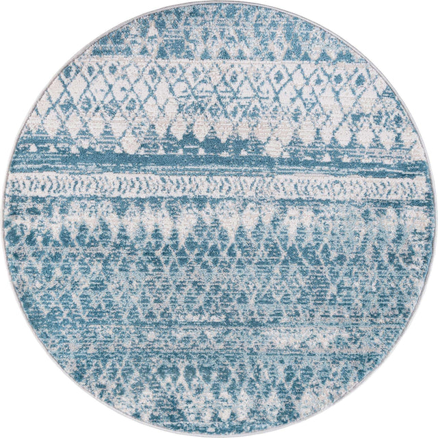 Blue 3' 3 x 3' 3 Leipzig Round Area Rug 75% Polypropylene & 25% Polyester Modern Contemporary Carpet for Kitchens, Bedroom, Living Room Home Decor for Sale at Rug Engine