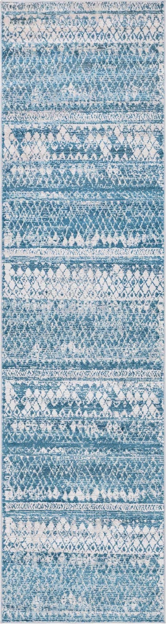 Blue 2' 7 x 10' Leipzig Runner Area Rug 75% Polypropylene & 25% Polyester Modern Contemporary Carpet for Kitchens, Bedroom, Living Room Home Decor for Sale at Rug Engine