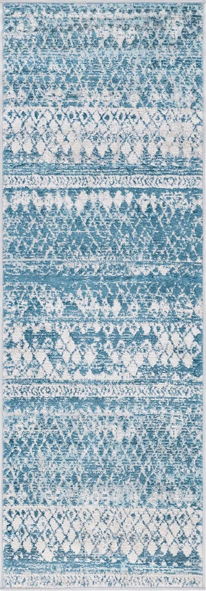 Blue 2' 2 x 6' 1 Leipzig Runner Area Rug 75% Polypropylene & 25% Polyester Modern Contemporary Carpet for Kitchens, Bedroom, Living Room Home Decor for Sale at Rug Engine