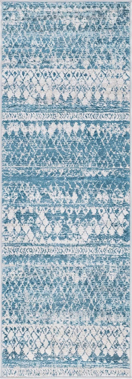 Blue 2' 2 x 6' 1 Leipzig Runner Area Rug 75% Polypropylene & 25% Polyester Modern Contemporary Carpet for Kitchens, Bedroom, Living Room Home Decor for Sale at Rug Engine