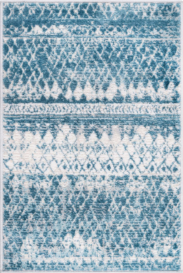 Blue 2' 2 x 3' 1 Leipzig Rectangle Area Rug 75% Polypropylene & 25% Polyester Modern Contemporary Carpet for Kitchens, Bedroom, Living Room Home Decor for Sale at Rug Engine