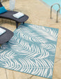 Light Aqua 5' 3 x 8' Outdoor Botanical Rectangle Area Rug Weather Resistant for Patio, Deck, Terrace, Balcony, Porch Polypropylene Garden Floral Tropical Carpet for Sale at Rug Engine